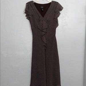 MSK Brown and Cream Polka Dot Dress Size 4